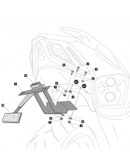 SUPPORT DE PLAQUE POUR KYMCO AK550