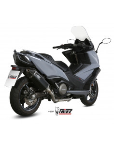 Ligne complète MIVV Speed Edge inox silencieux acier noir/casquette carbone Kymco AK-550 2