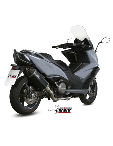 Ligne complète MIVV Speed Edge inox silencieux acier noir/casquette carbone Kymco AK-550